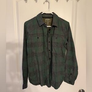 REI Cooperative Size Small Women’s Green Gray Plaid Button-Up Shirt 100% Cotton